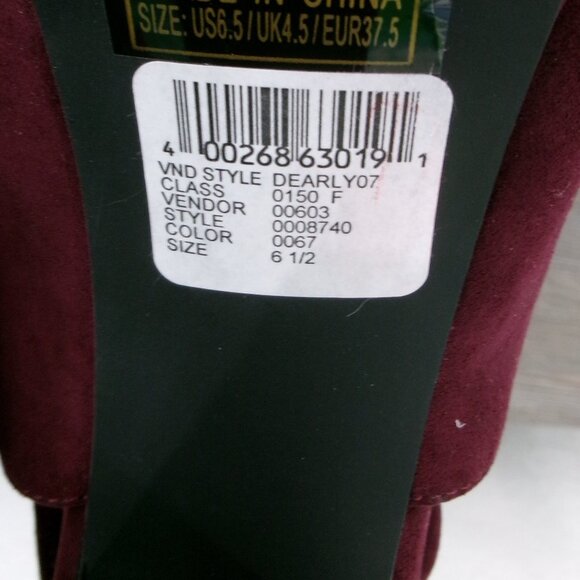 Qupid DEARLY Wine Burgundy Faux Suede Platform Open Toe Slingback Shoes 6.5 - Picture 6 of 15